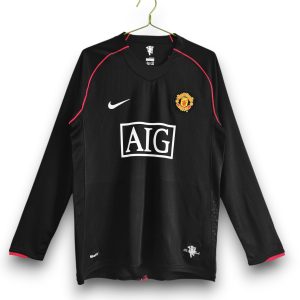 Camiseta Manchester United 2007-2008 Visitante Manga Larga