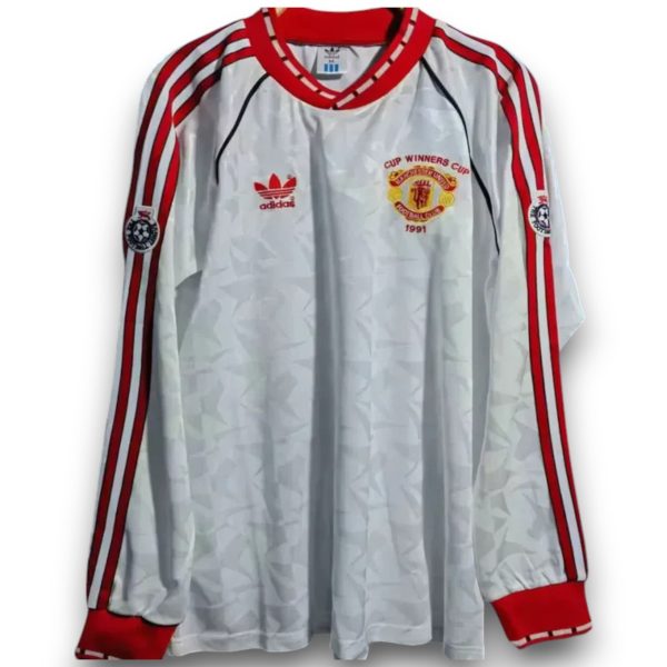 Camiseta Manchester United 1990-1991 Visitante Manga Larga Campeones Europa