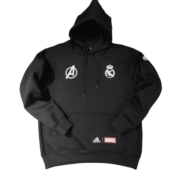 image_4cac765f-ad86-4b68-9d2a-3c344cc7aad7.png Sudadera Madrid x Avengers 22/23 Negra – Sudadera Adulto